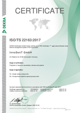 Certificate ISO/TS 22163:2017